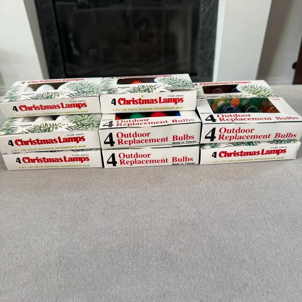 Vintage C9 Christmas Light Replacement Bulbs 4 Packs Multicolor White Lot of 52